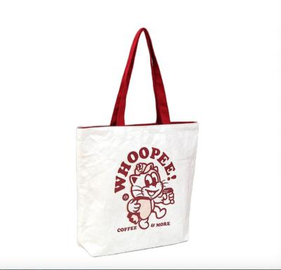 China Recycled Materials Custom Design Logo Washable Recycled Brown Paper Sack Tyvek Paper Packaging Bag for sale