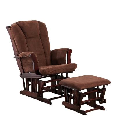 China (Other) Adjustable Square Back Brown Rocking Chair With Upholstered And Footstool for sale