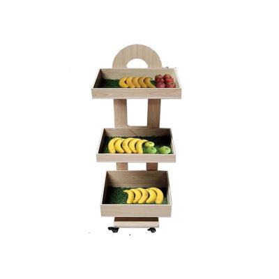 China Single-Sided Wooden Fruit Vegetable Storage Rack Store Box Supermarket Fruit Display Shop Shelf OEM Goods Racks Rack Show Rack for sale