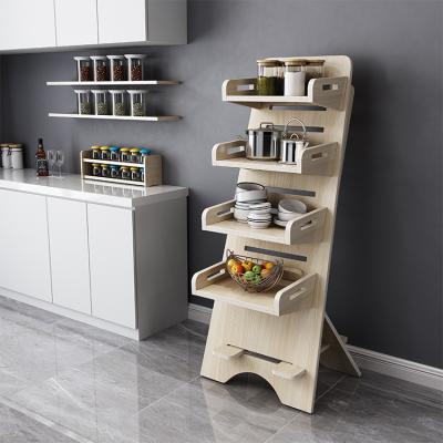 China Viable screw not floor standing plywood display rack wooden supermarket and household wood display racks stand for sale