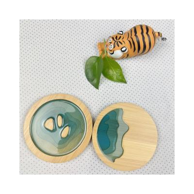 China Europe Miniature accessories Ocean Wave Epoxy Coasters for drinks Epoxy Resin Wooden Square Coasters  Unique Handmade Coaster for Table for sale