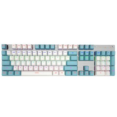 China Mechanical Plug and Play 104 Key Luminous Gaming Keyboard Pink, White and Blue Color with E-sports Metal Cable Panel for sale