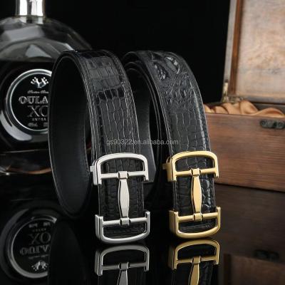 China OEM Wholesale Mens Factory Cowhide Men's Genuine Leather Business 3.5cm Smooth Buckle Belt Black Double Sided Cowhide for sale