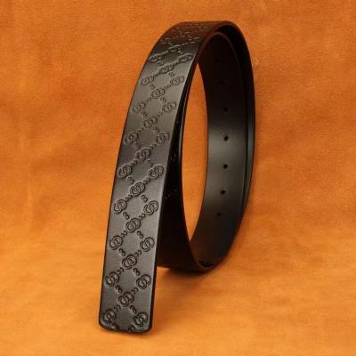 China Cow Hide Men's fashion Smooth Buckle Wholesale Belt Factory OEM Men's Genuine Leather Black Business 3.4cm Double Sided Cowhide3.8 for sale