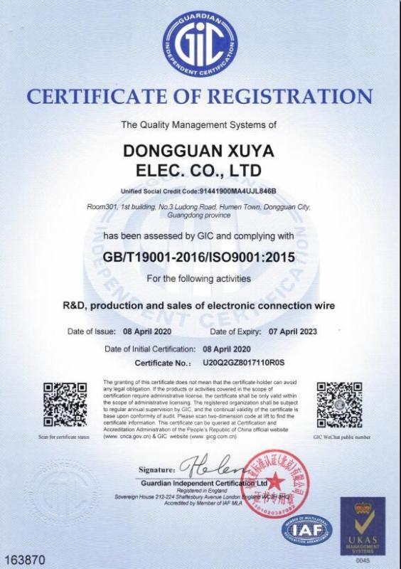 ISO9001 - Dongguan Xuya Elec. Co., Ltd.