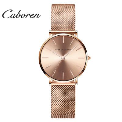 China High Quality Alarm Japan Movement Stainless Steel Rose Gold Women Quartz Watch for sale