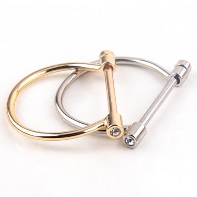 China FashionJewelry Environmental Friendly Metal Gold Alloy Rhinestone D Shackle Screw Cuff Bangle Punk Horseshoe Bangle for sale