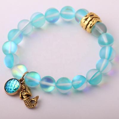 China Other Fashion Women Armband, Beautiful Shiny Crystal Stone Bracelet, Vintage Gold Charm Fish Measures Mermaid Bangle Bracelet for sale