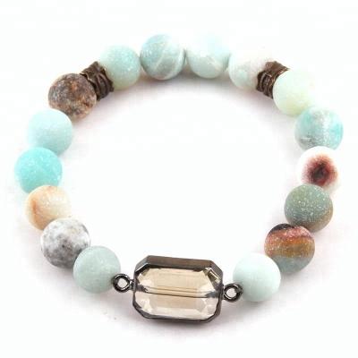 China Natural Stone Beads CLASSIC Crystal Amazonite Fashion Bracelet 10mm for sale