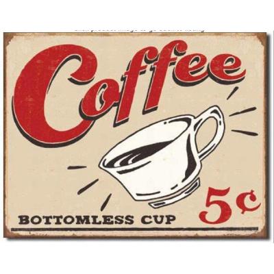 China Wholesale Customized No Fingerprint Vintage Tin Plate Retro Coffee Bar Sign for sale