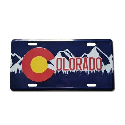 China Custom Embossed License Plate Auto Tourist Souvenir North America American Metal Car Plates for sale