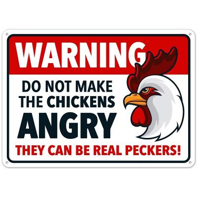 China No Fingerprint Chicken Wholesale Custom Angry Reflective Risk Metal Warning Sign for sale