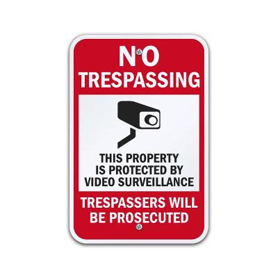 China No Fingerprints Printed Custom Reflective Camera Plate Metal Security Warning Sign for sale