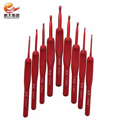 China TPR+aluminum closes knitting needles Red Tulip Tunisian 9pcs crochet hook set TPR+aluminum with case for sale