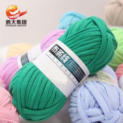 China Anti-pilling Cameroon T-shirt flat round spaghetti macrame dyed polyester clothes reuse T-shirt yarn for crocheting for sale