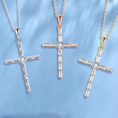 China FASHIONABLE Jewelry Small Wand Mini Choker Sterling Silver Necklaces Tarnish Diamond Pendant Cross Necklace 925 Free Jewelry Women for sale