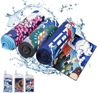 China Customized QUICK DRY Neck Face Ice Gym Towels Beach Accessories Japanese Style Printing Face Colling Towel for sale