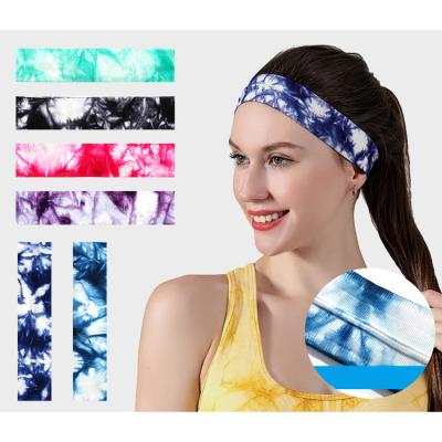 China 2021 New Tie Dye Sports Outdoor Hair Wearing Girls Soft Headband For Women 4.7x24.3cm for sale