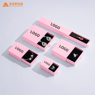 China Jewelry ; Collars; wristbands; earings ; Rings Custom Small Paper Drawer Logo Ring Bracelet Necklace Earring Jewelery Jewelry Packaging Box With Logo for sale