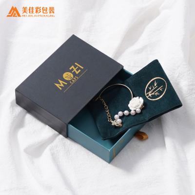 China Jewelry ; Collars; wristbands; earings ; Rings Jewelry Pouch And Box Black Gold Bracelets Box for sale