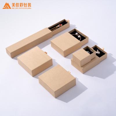 China Jewelry ; Collars; wristbands; earings ; Custom Jewelry Rings Logo Brown Wrapping Paper Sliding Ring Jewelry Packaging Boxes for sale