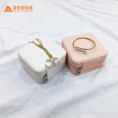 China Travel Eco-Friendly Luxury Jewelry Case Earring Ring PU White Leatherette All Leather Ring Box for sale