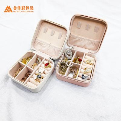 China Luxury Eco-Friendly Mini Travel Leather Case Ring Earring Jewelery Jewelry Storage Box for sale