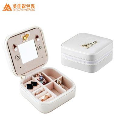 China Small Eco-friendly PU Leather Travel Jewelry Organizer Custom Made Leather Box For Jewelry for sale