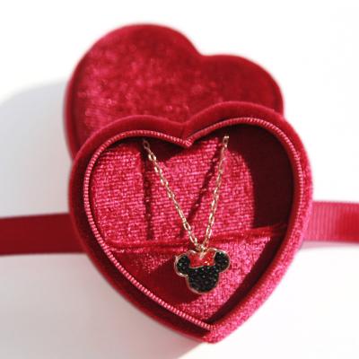 China Custom Luxury Ring/Ring Heart Earring/Necklace Mini Packaging Red Velvet Jewelry Jewelry Box With Logo for sale