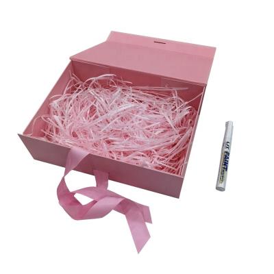 China Custom Luxury Handmade Logo Wedding Dress Rigid Magnetic Cardboard Folding Packaging Paper Gift Box with Ribbon Closure for sale