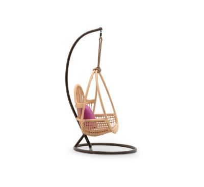 China Eco-Friendly Modern Patio Chair Hanging Basket Rattan Swing Chair Hanging Basket Chair With Cushion for sale