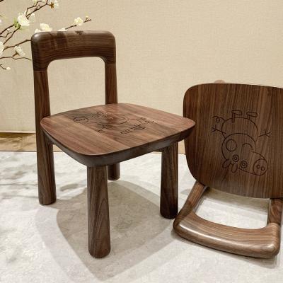 China Black Walnut Solid Wood Chair Cartoon Stool Solid Wood Piggy Style Children's Black Walnut Carved Chair for sale