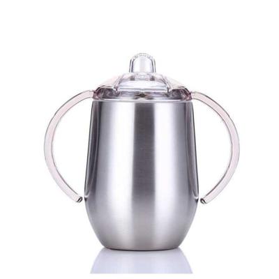 China Viable 10oz Stainless Steel Egg Cup with Two Handles and One Suction Mouth for Baby Kids Wall Heat Insulation Double Tumbler for sale