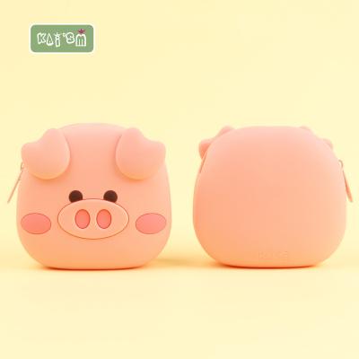 China Cute KAI'SM Silicone Coin Purse Animal Personality Pink Pig Cartoon Coin Purse Support Customized Service for sale