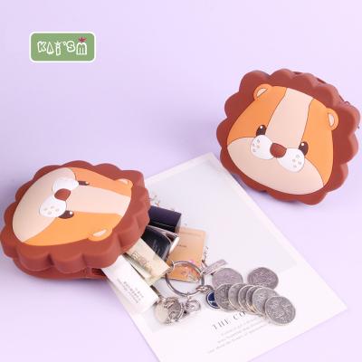 China Cute KAI'SM 3D Silicone Coin Purse Animal Personality Lion Cartoon Lion Coin Purse Support Customized Service for sale