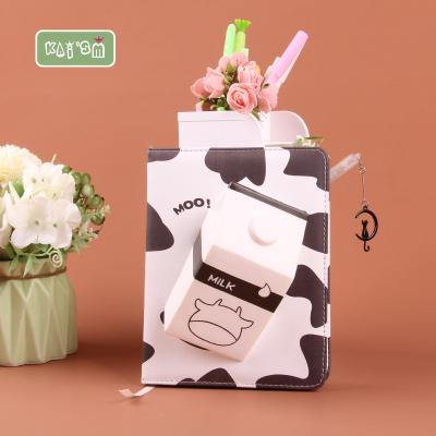 China KAI'SM 3D Cartoon Milk Box Shape Eco-friendly Paper Notebook Personalized Leather Notebook For Kids Support Customized Service for sale