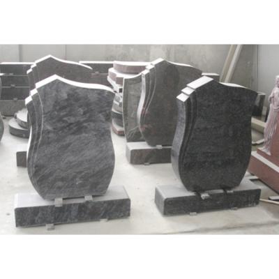 China Modern Black Granite Headstones For Graves With Shadow Carving for sale