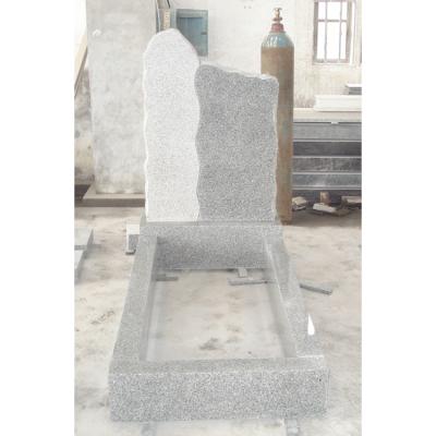 China Custom Modern China Gray Granite Double Muslim Curb Headstone Register Headstone For Cemetery for sale