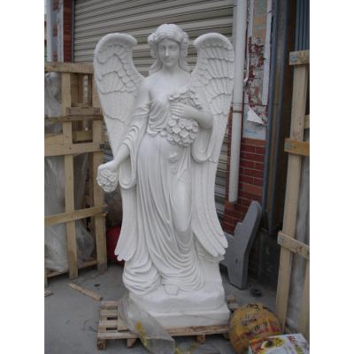 China High Polish Modern Stone Marble Stone Angel Sculpture Figure Statue For Garden for sale