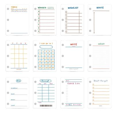 China Printed 3 inside pages of holes fills planner pages for 3 ring binder notebook for sale