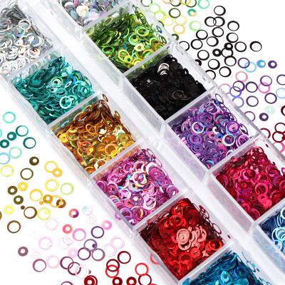 China New Popular Fashion Nail Jewelry 12 Styles Circle Fluorescent Hollow Sequins Nail Sequins Women's Geometric Nail Patch for sale