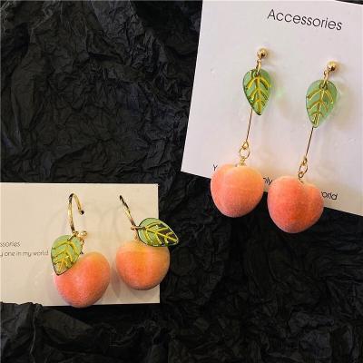 China Cute Silver S925 Needle Girl's Earrings Cute Peach Earrings for sale