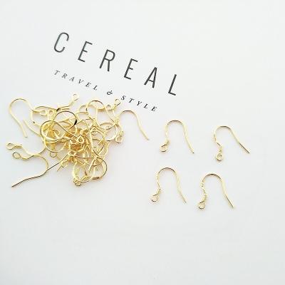 China Classic 925 Silver Plated Real 14K Gold Simple Silver Ear Hook Jewelry Earrings DIY Handmade Accessories for sale