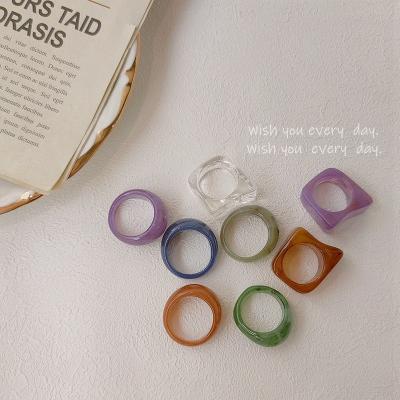 China FASHIONABLE Vintage Design Resin Ring Acetic Acid Resin Finger Ring for sale