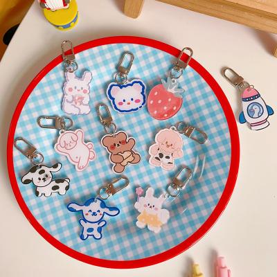 China Key Pendant Ring Cute Cartoon Key Ring Lovely Korean Plastic Heart Bear Style for sale