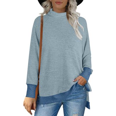 China Latest Breathable Tops Designs Girls Womens Massaging Collar Long Sleeve Blouses Loose Female Tops for sale