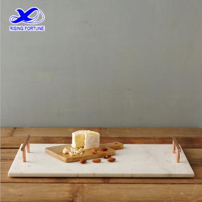 China Home.Restaurant.Bar.Hotel.Wedding. Super Markets Promotions Hotel Home Decoration White Marble Kitchen Tray With Handle for sale