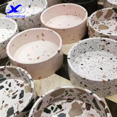 China Sustainable Custom Terrazzo Dog Food and Water Rolls Terrazzo Dog Roll Terrazzo Bowls in Different Colors for sale