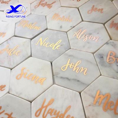 China Sustainable Popular Hexagon Marble Coasters With Screen Printed Logo for sale