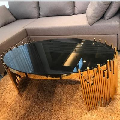 China Customized Creative Oval Rose Gold Stainless Steel Coffee Table for sale